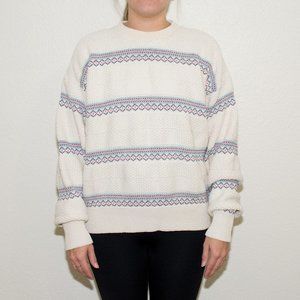 Vintage American Eagle Outfitters Cream Stripe Knit Sweater